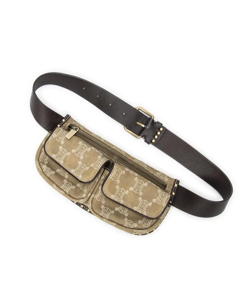 Celine Crossbody Bags Double Pocket Waist Pouch grün Grün