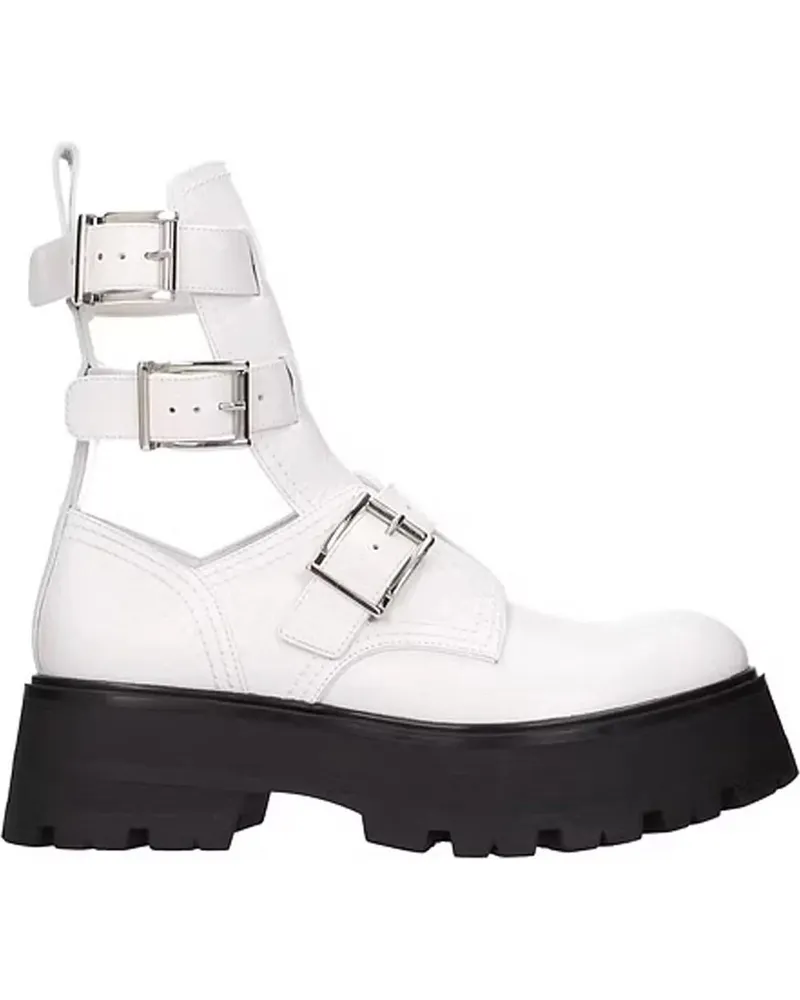 Alexander McQueen Stiefel  Leather Ankle Boots weiß Weiß