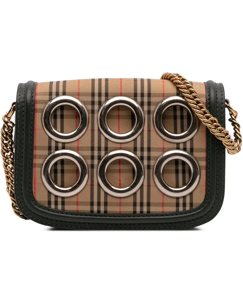 Burberry Hobo Bags 1983 Knight Check Canvas and Smooth Calfskin Gromm braun Braun