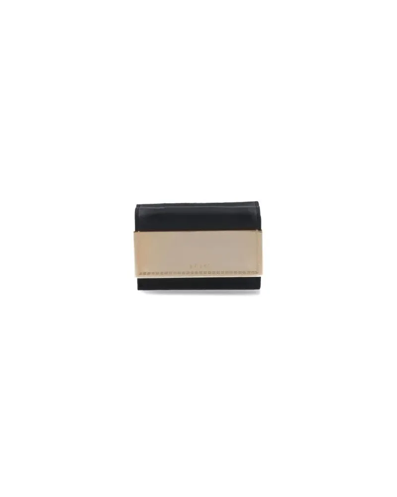Sacai Portemonnaie Rectangular Black Wallet With Gold-Tone Accent schwarz Schwarz