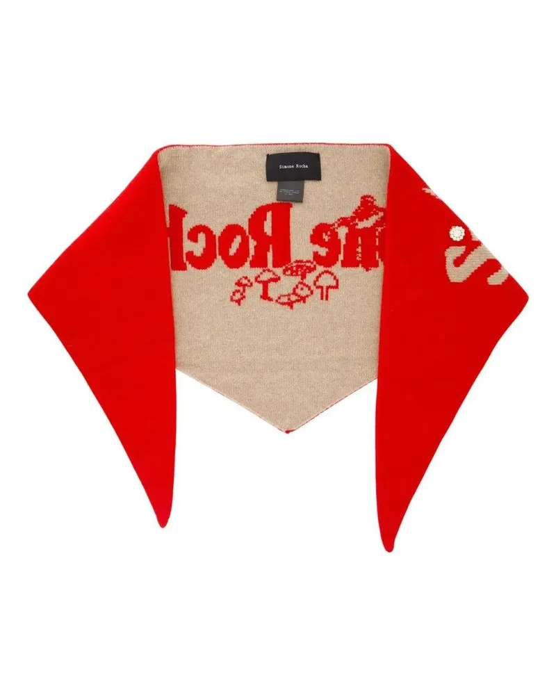 Simone Rocha Tücher & Schals Triangular Wool Scarf With Bold Red Exterior rot Rot