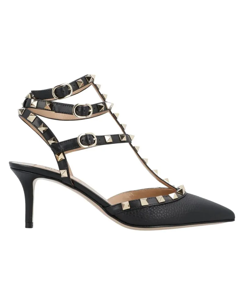 Valentino Garavani Hohe Schuhe Rockstud Décolleté Heels With Woven Leather Design schwarz Schwarz