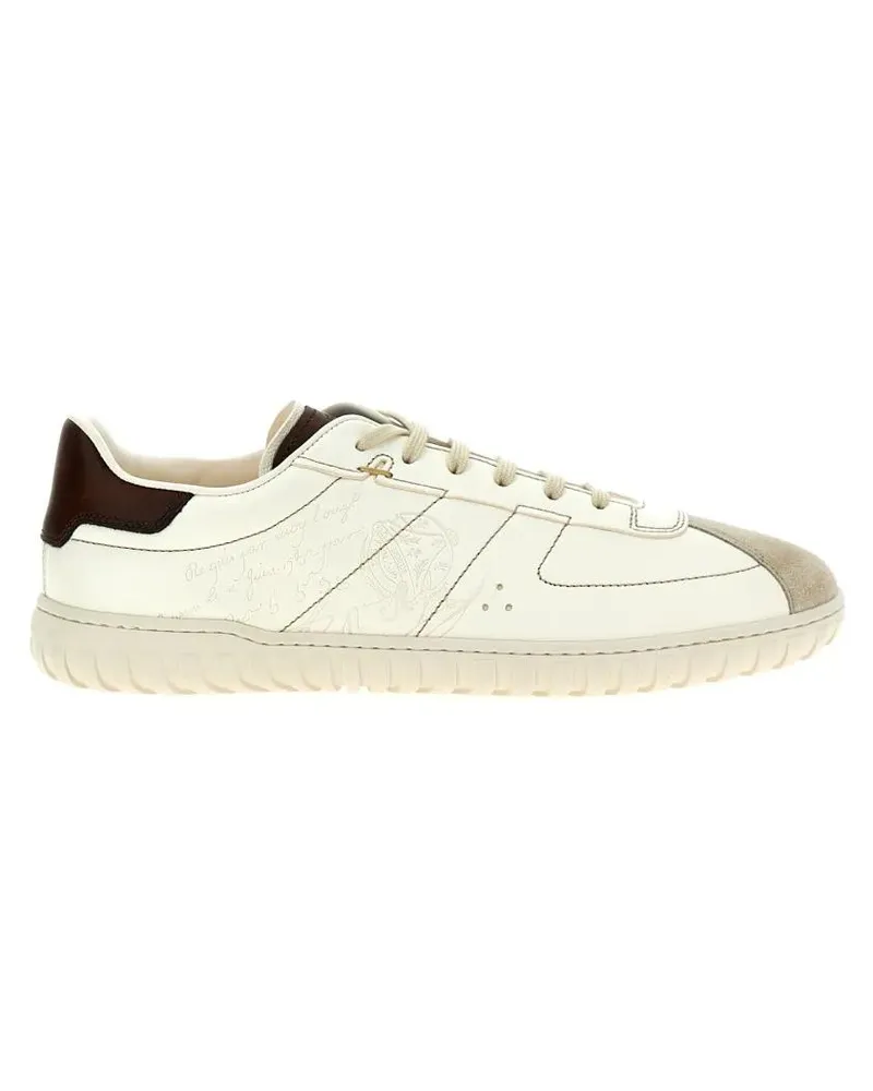 Berluti Low-Top Sneaker Embossed Leather Sneakers With Suede Accents beige Beige