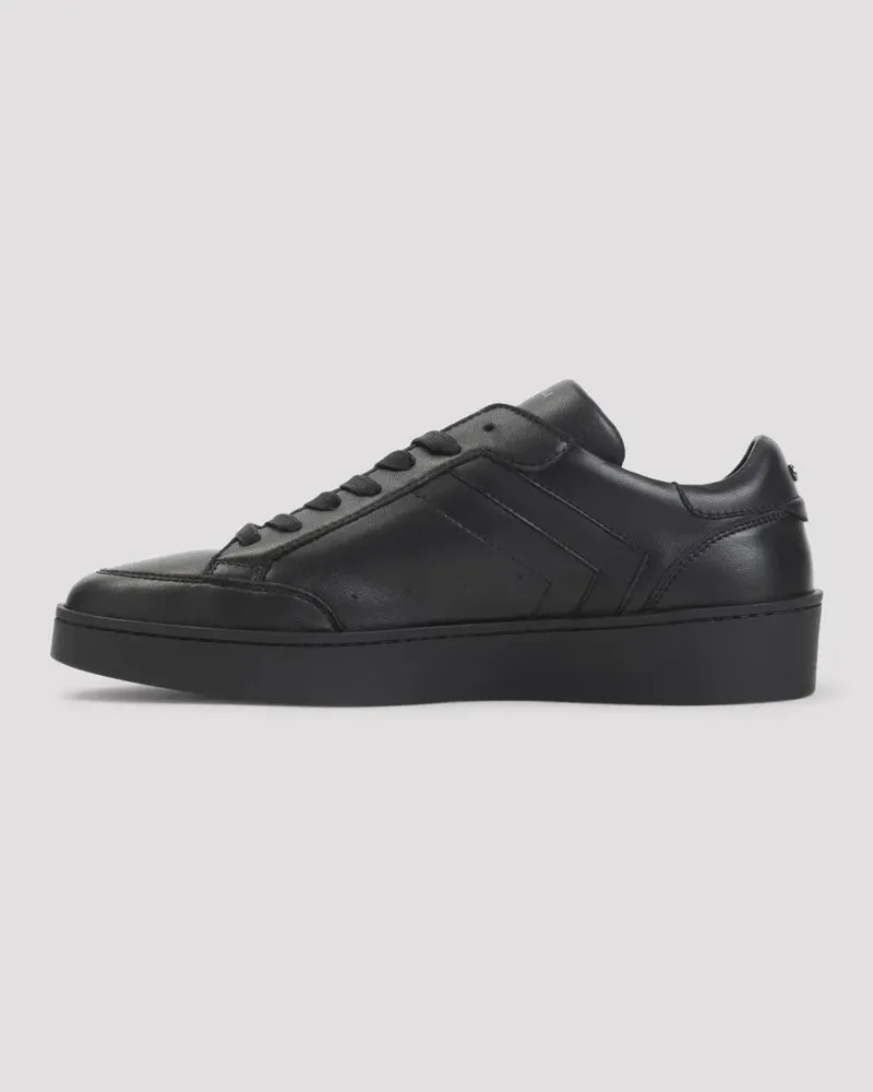 Canali Low-Top Sneaker Black Ovine Leather Sneakers With Rubber Sole schwarz Schwarz