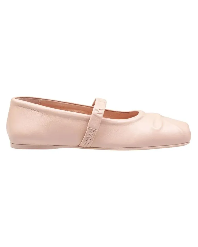 Marni Mary Jane Shoes In Leather With Embossed Bow pink Rosa