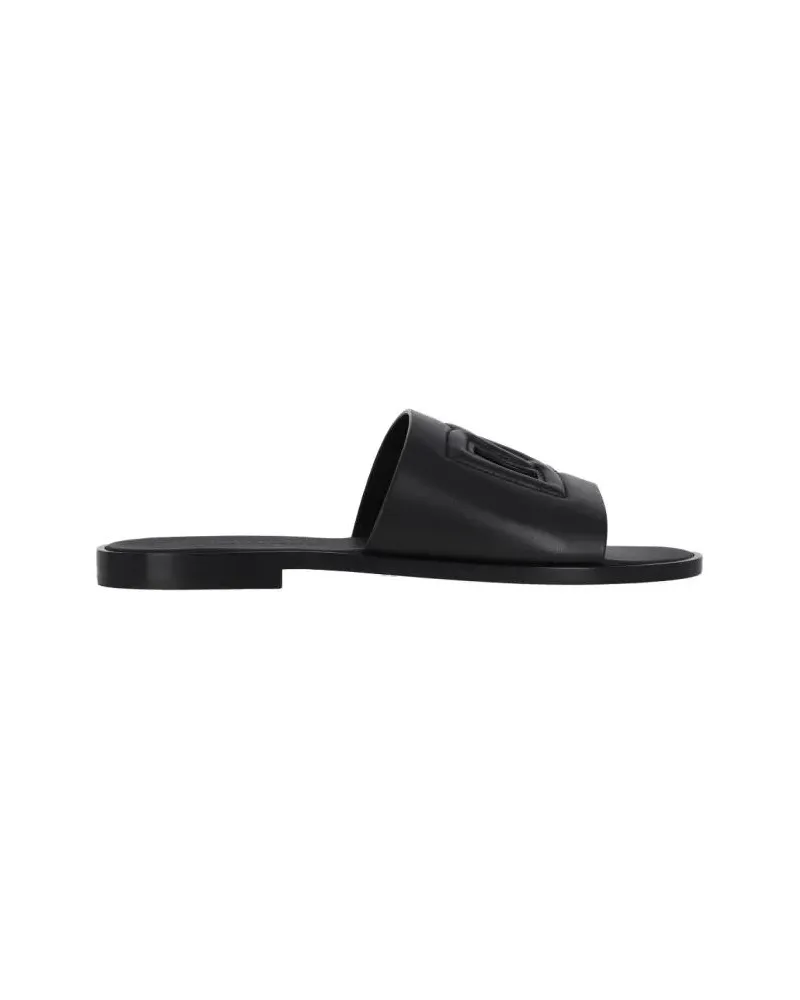 Dolce & Gabbana Loafer Logo Slide Sandals – Black schwarz Schwarz