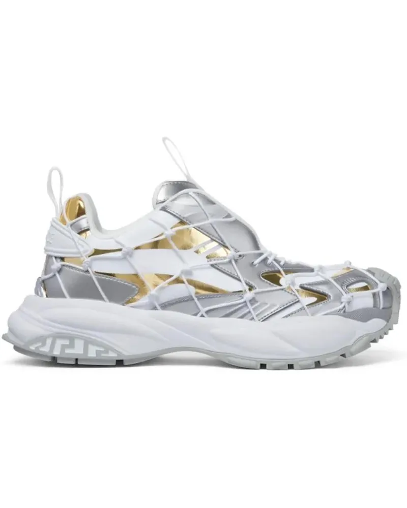 Versace Low-Top Sneaker Color-Block Sneakers With Metallic Accents weiß Weiß
