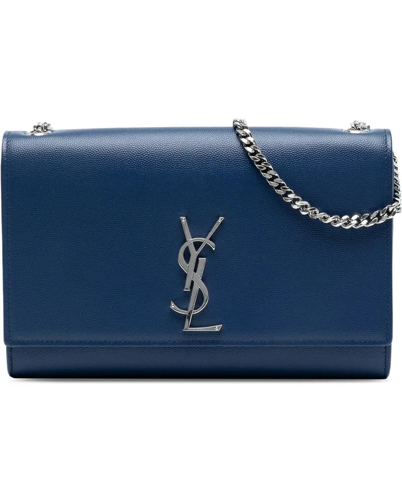 Saint Laurent Hobo Bags Medium Grain De Poudre Monogram Kate Crossbody blau Blau
