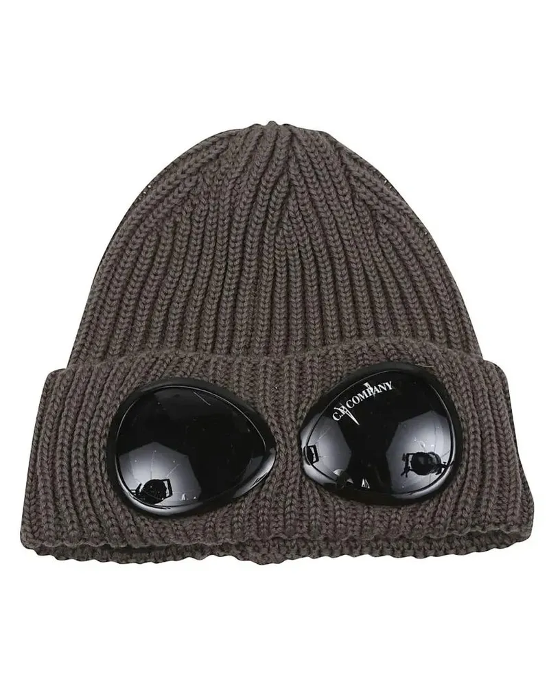 C.P. Company Caps & Mützen Ribbed Knit Hat With Iconic Goggle Lenses grau Grau