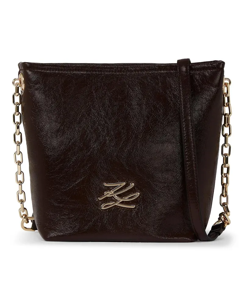 Karl Lagerfeld Crossbody Bags K/Autograph kleine glänzende Bucket Bag braun Braun