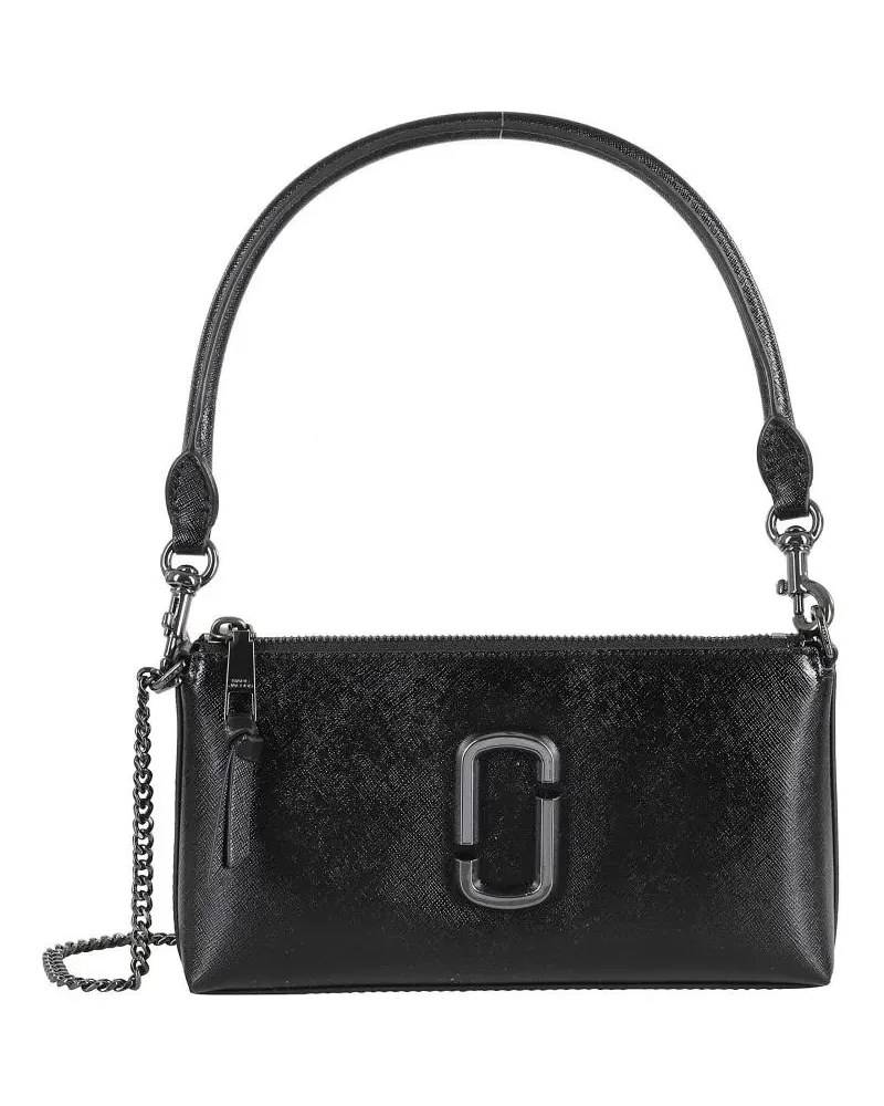 Marc Jacobs Crossbody Bags Elegant Black Handbag With Removable Strap And Log schwarz Schwarz