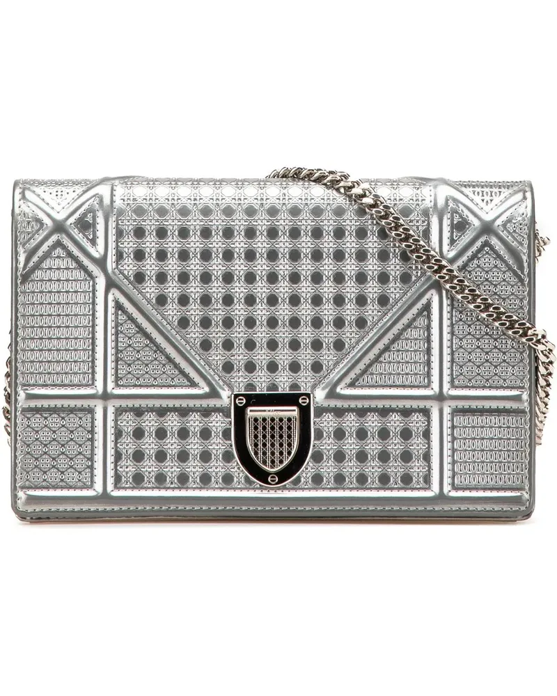 Dior Hobo Bags 2017 Metallic Patent Microcannage Diorama Wallet o silberfarben 