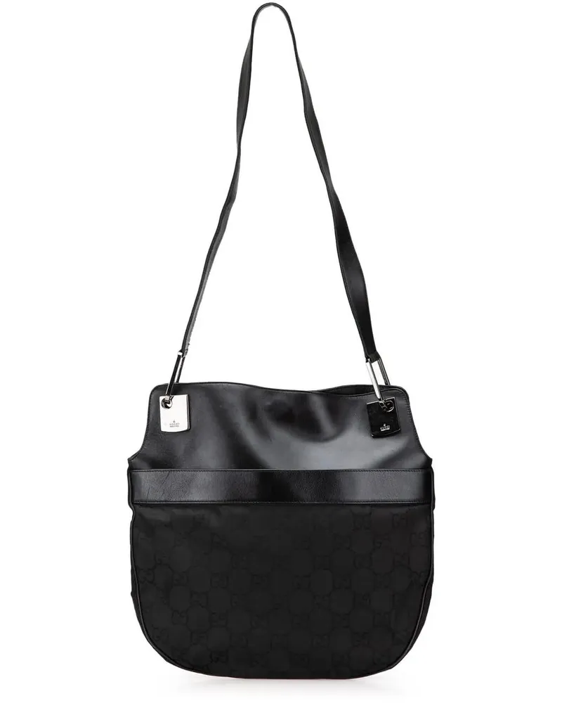 Gucci Hobo Bags 2000-2015 GG Canvas and Leather Shoulder Bag schwarz Schwarz