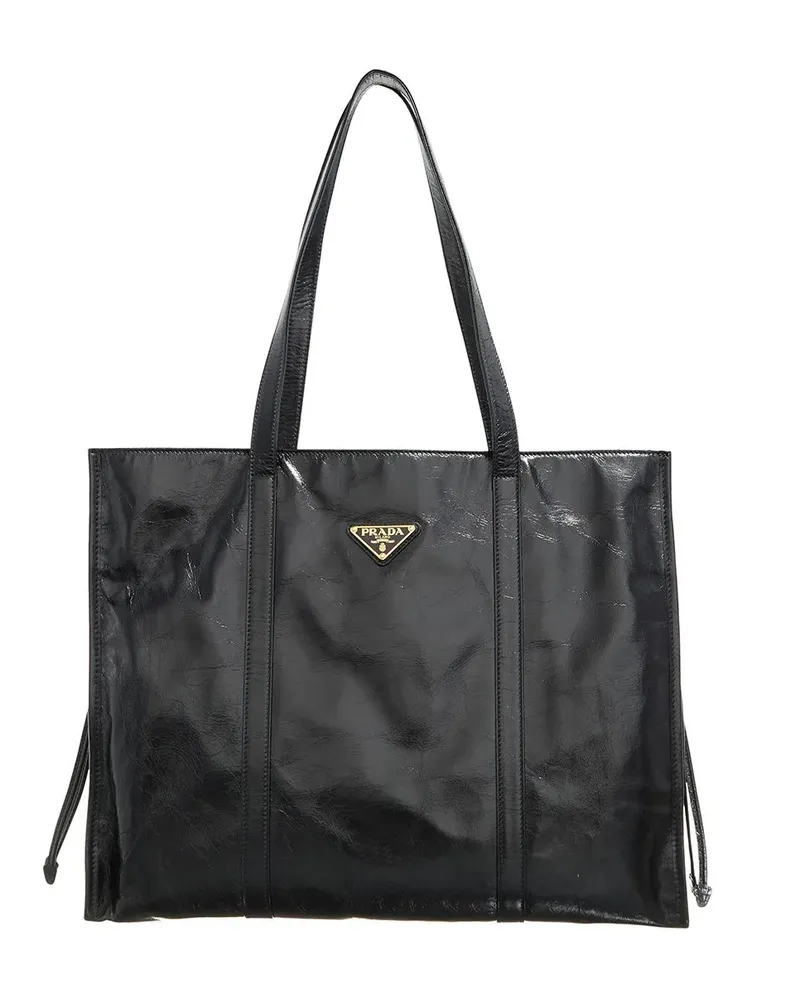 Prada Shopper Leather Shopping Bag schwarz Schwarz