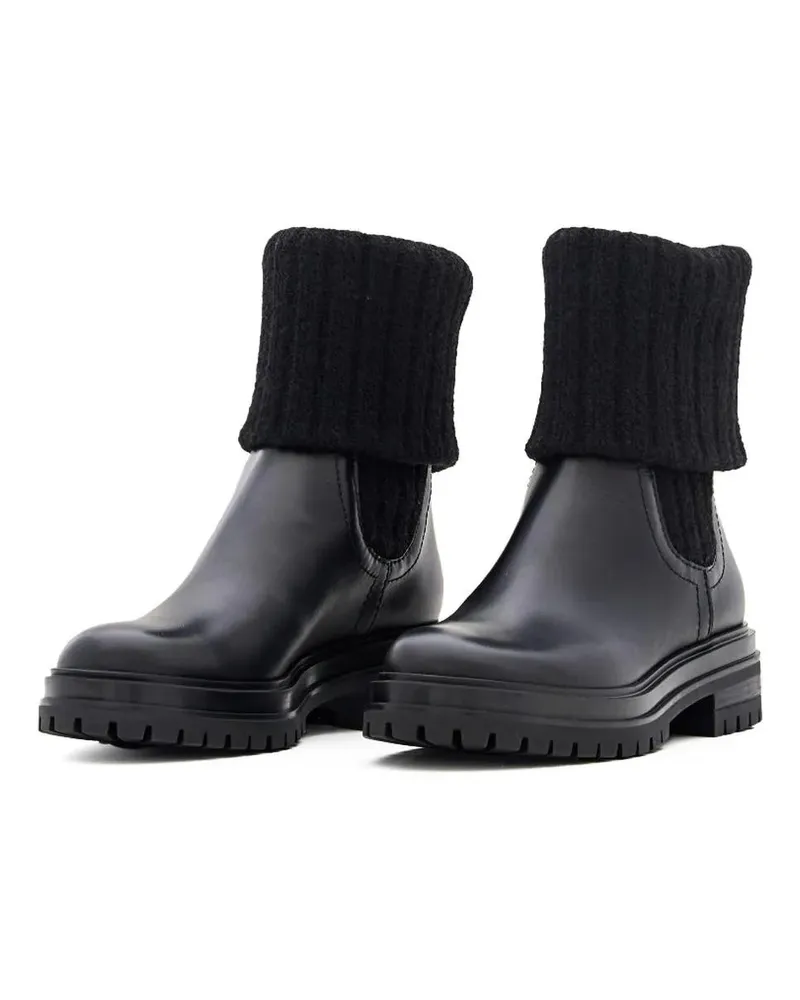 Gianvito Rossi Stiefel Calf And Knit Ankle Boots schwarz Schwarz