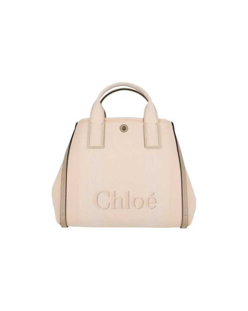 Chloé Crossbody Bags Structured Tote Bag With Rafia Effect beige Beige