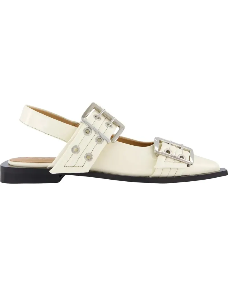 Ganni Hohe Schuhe Dames Chunky Buckle Ballerina Wit weiß Weiß