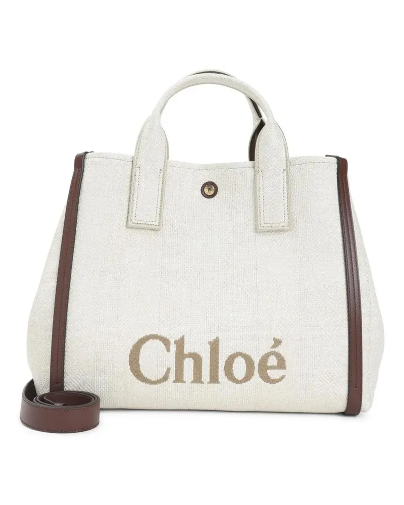 Chloé Shopper & Totes Hot Sand White Cotton Carry Shoulder Bag weiß Weiß