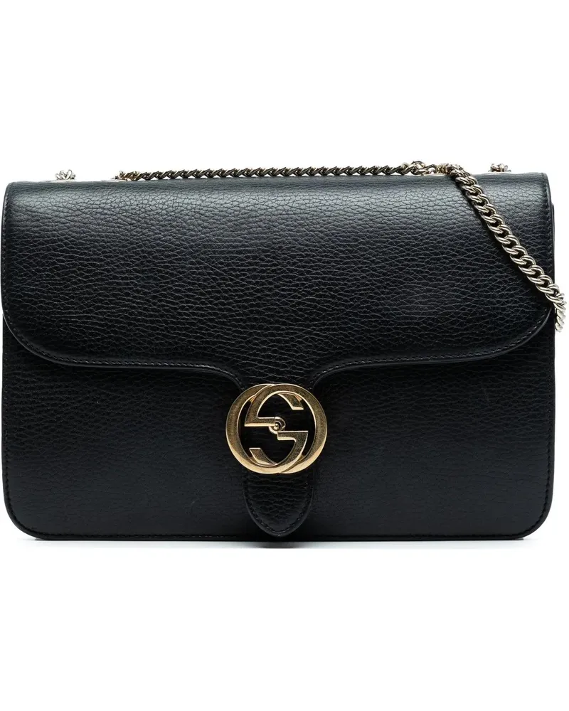 Gucci Hobo Bags Medium Dollar Calfskin Interlocking G Crossbody schwarz Schwarz