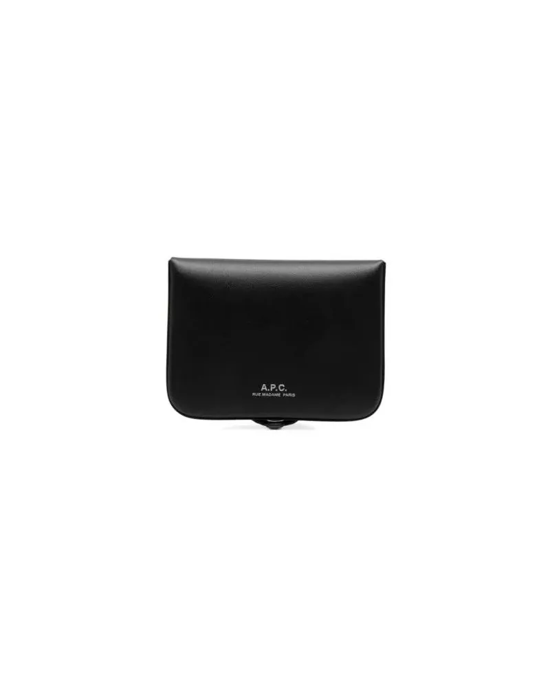 A.P.C. Portemonnaie Josh Snap-Fastening Leather Wallet Schwarz