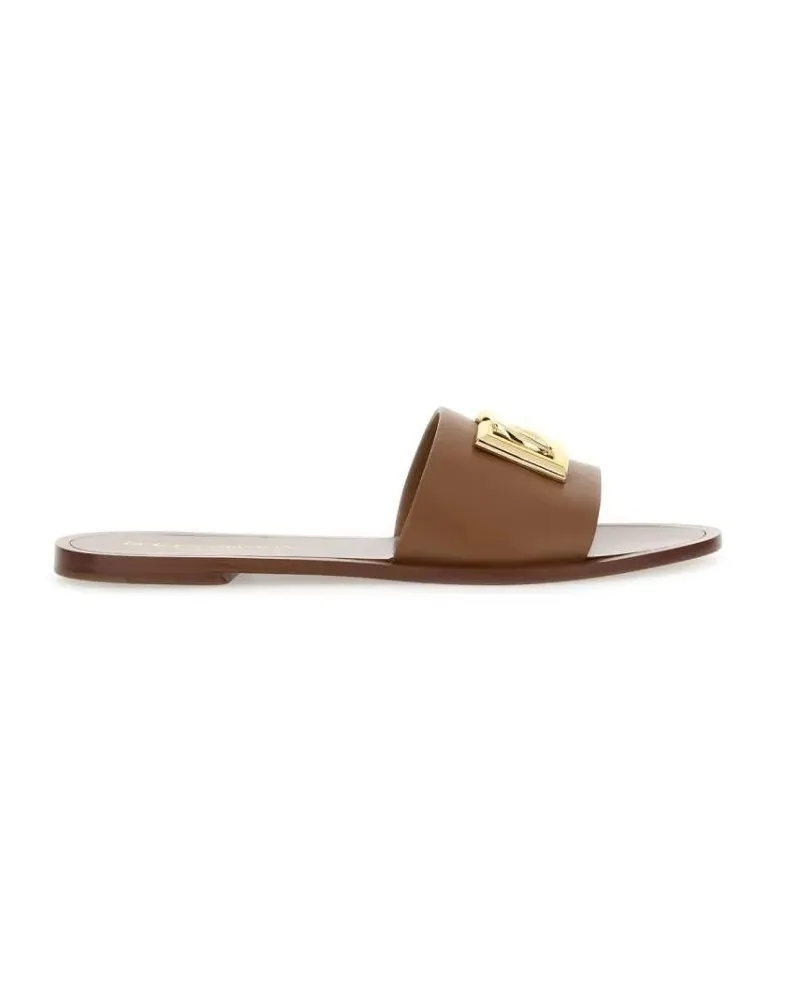 Dolce & Gabbana Sandalen Leather Slide Sandals braun Braun