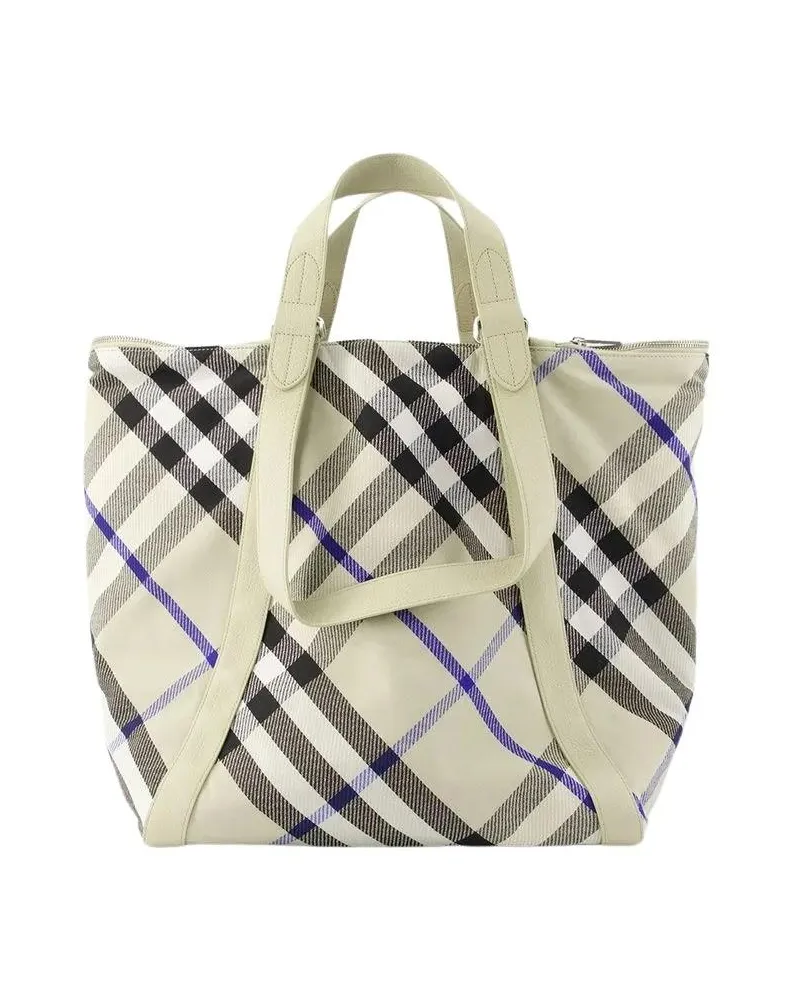 Burberry Tote Medium Shopper Bag - Synthetic - Neutral Beige