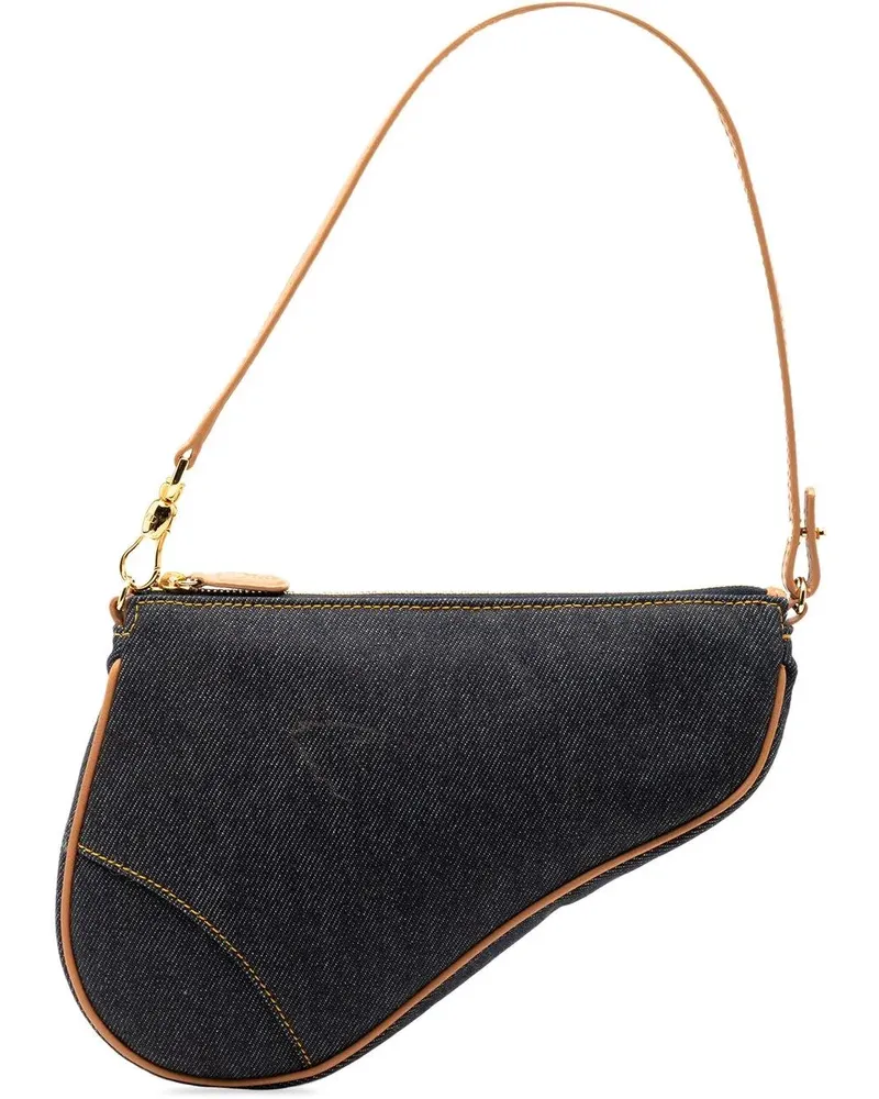 Dior Hobo Bags Mini Denim Saddle Pochette blau Blau