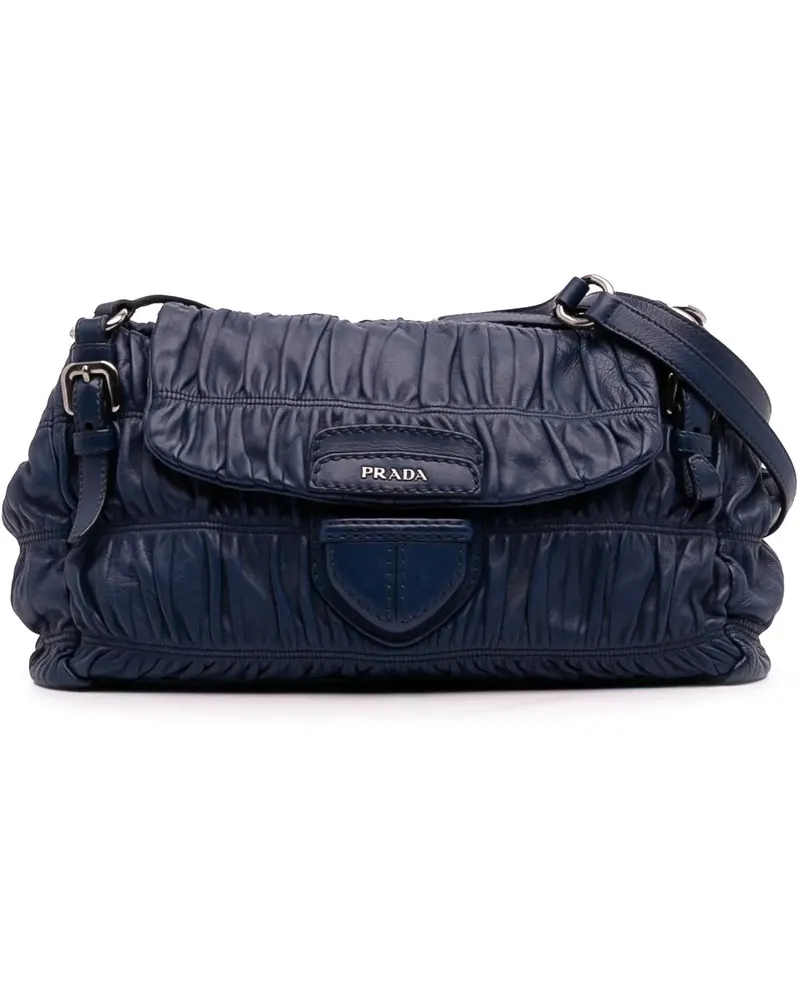 Prada Hobo Bags Nappa Gaufre Shoulder Bag blau Blau