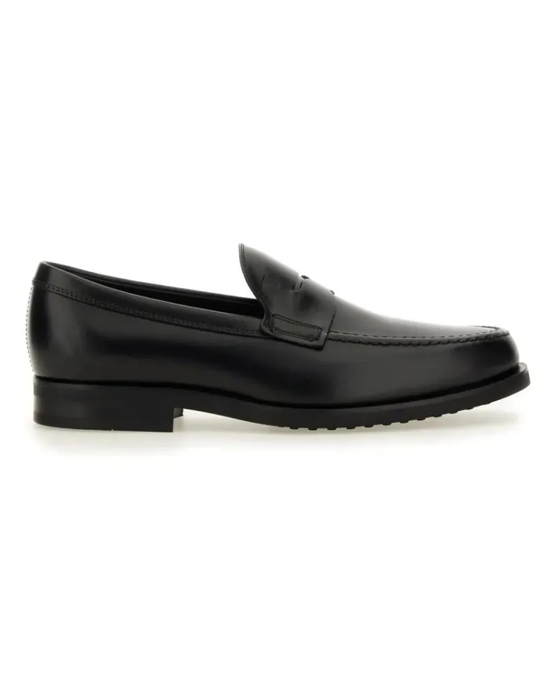 TOD'S Loafer Smooth Leather Moccasin Loafers With Subtle Stitch schwarz Schwarz
