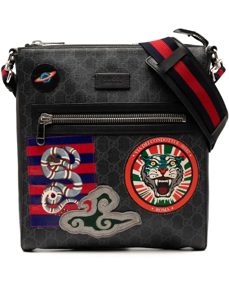 Gucci Hobo Bags Medium GG Supreme Night Courier Messenger Bag schwarz Schwarz