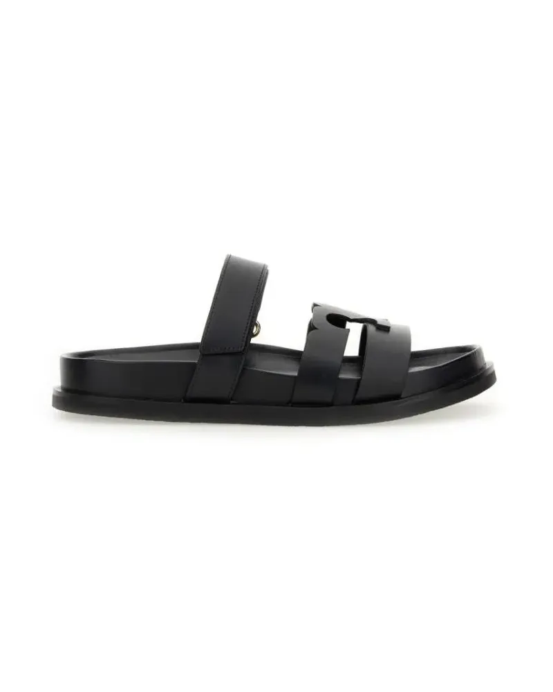 Tory Burch Sandalen Cut-Out Design Bovine Leather Sandals schwarz Schwarz