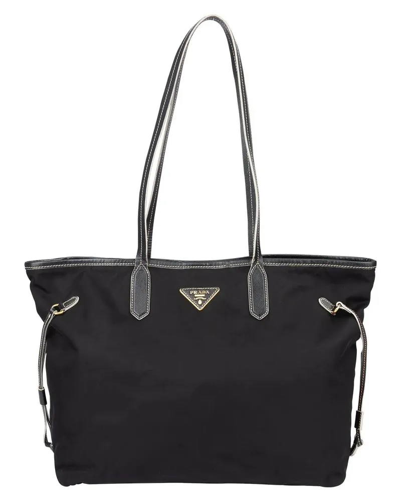 Prada Crossbody Bags  Nylon Saffiano Leather Shopper Handbag schwarz Schwarz