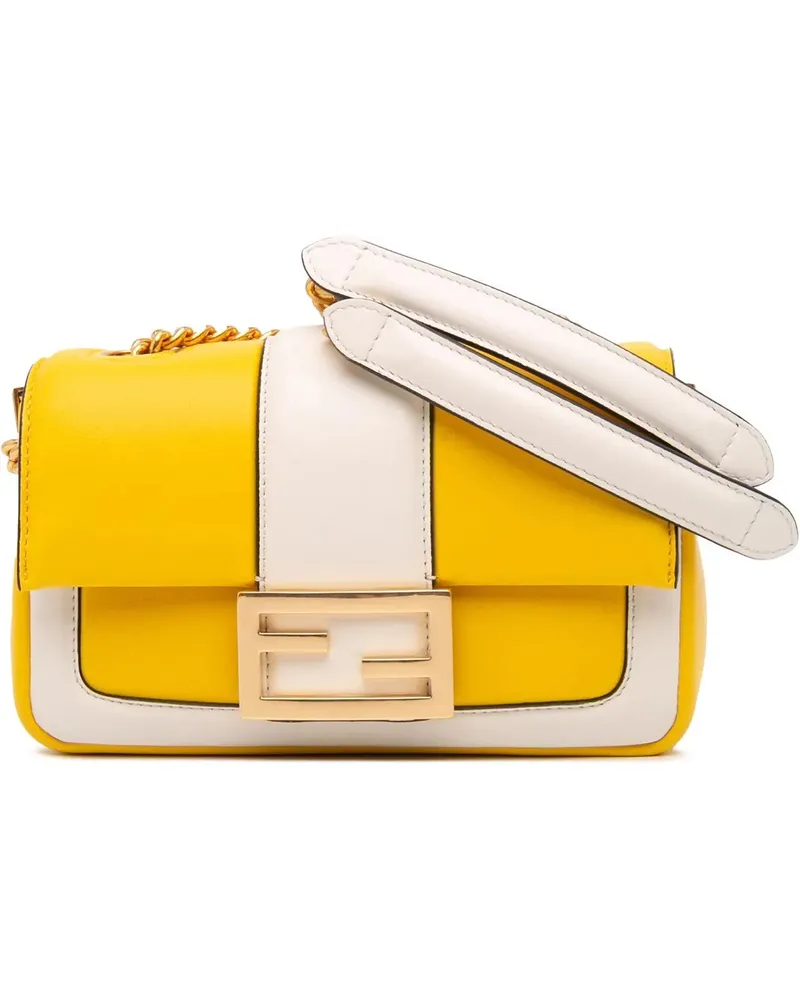 Fendi Hobo Bags 2010-2024 Mini Bicolor Nappa Apolo Chain Baguette gelb Gelb