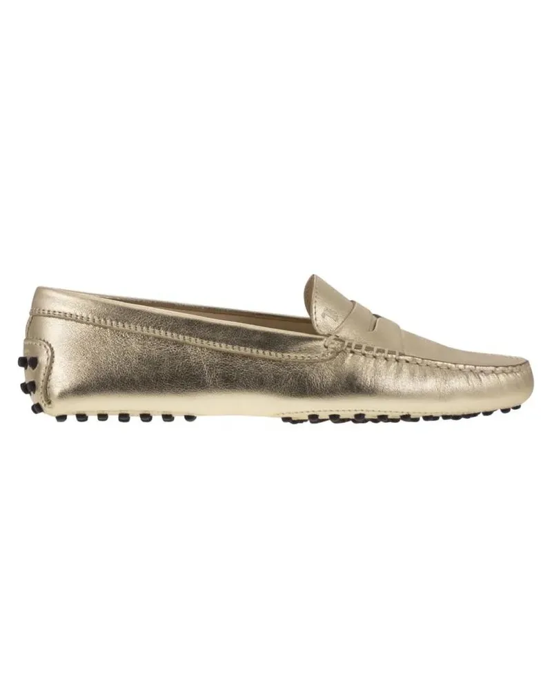 TOD'S Metallic Leather Moccasin With Hand-Stitched Accen goldfarben Gold
