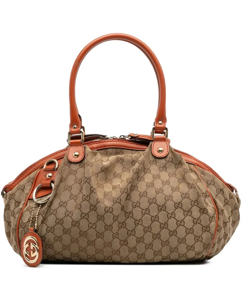 Gucci Hobo Bags GG Canvas Sukey Satchel braun Braun