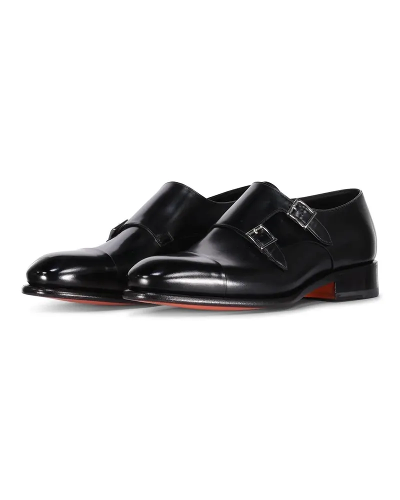 Santoni Low-Top Sneaker Doppel-Monkstraps aus Leder schwarz Schwarz