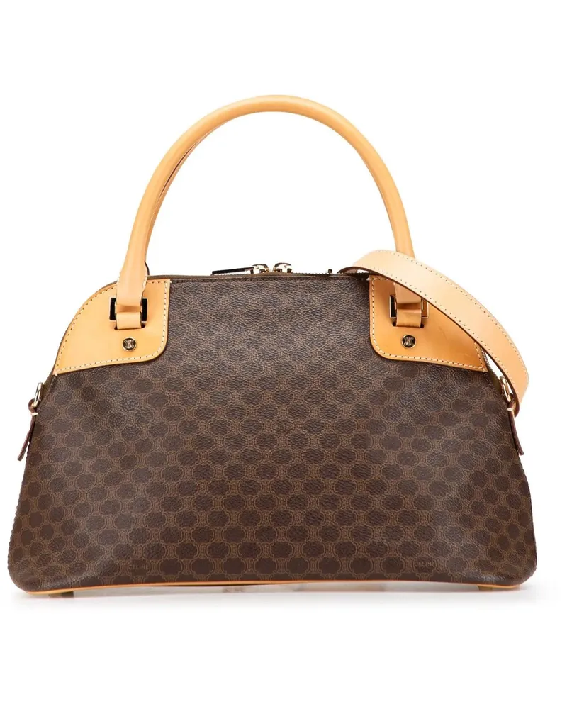 Celine Hobo Bags Macadam Coated Canvas Dome Satchel braun Braun