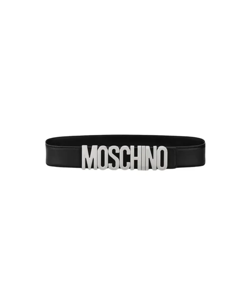 Moschino Gürtel Calf Leather  Black Belt schwarz Schwarz