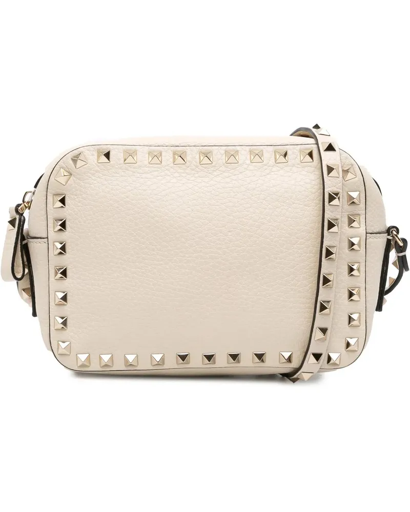Valentino Garavani Hobo Bags Grainy Calfskin Rockstud Camera Bag weiß Weiß