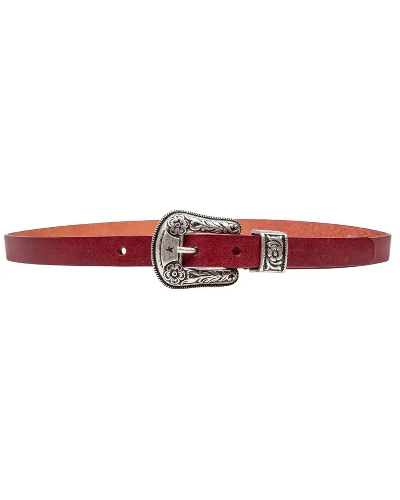 Golden Goose Gürtel Vintage-Effect Washed Leather Belt Cherry Color rot Rot