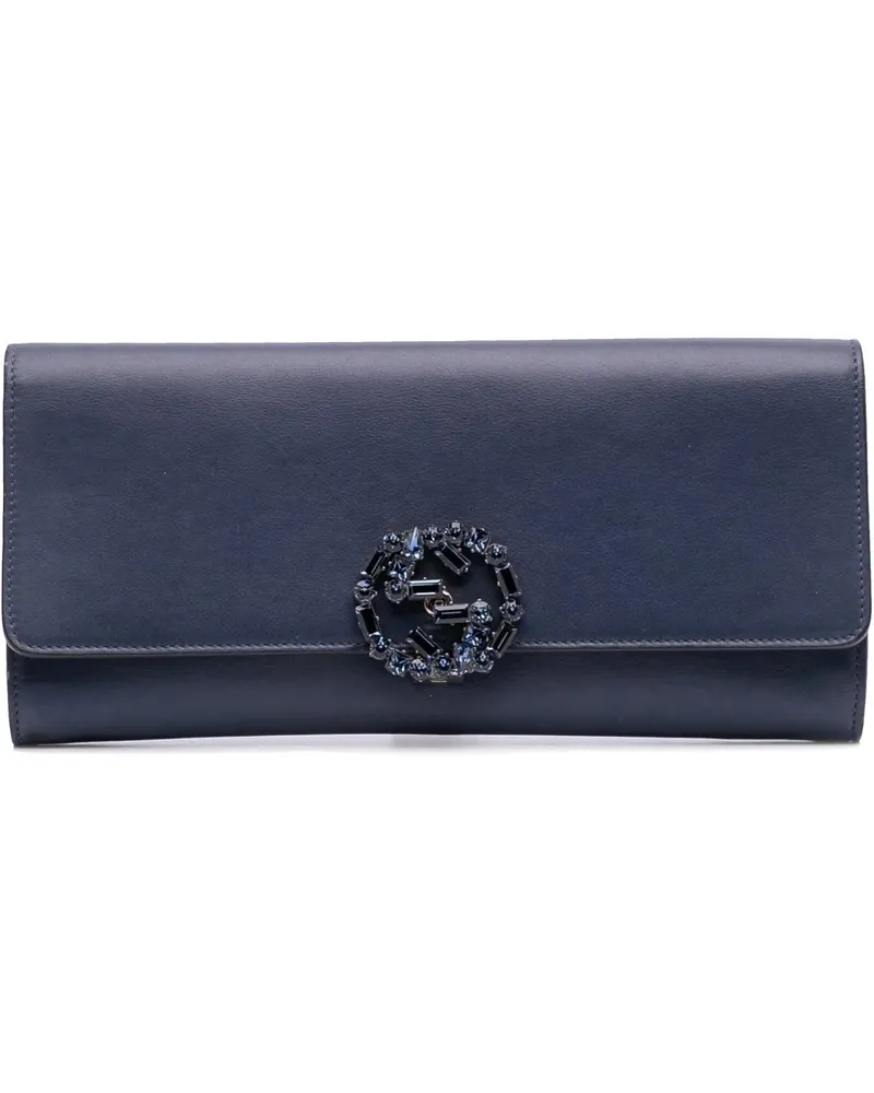 Gucci Clutches Calfskin Crystal Broadway Clutch blau Blau