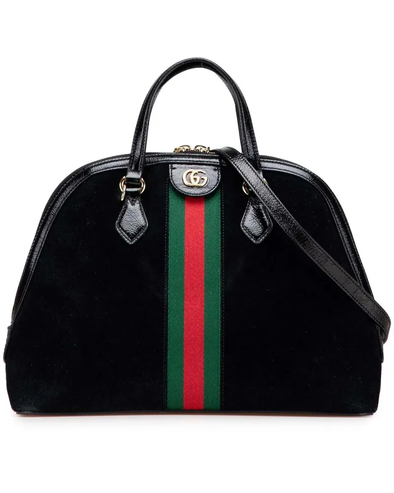 Gucci Hobo Bags Medium Suede Ophidia Web Dome Satchel schwarz Schwarz