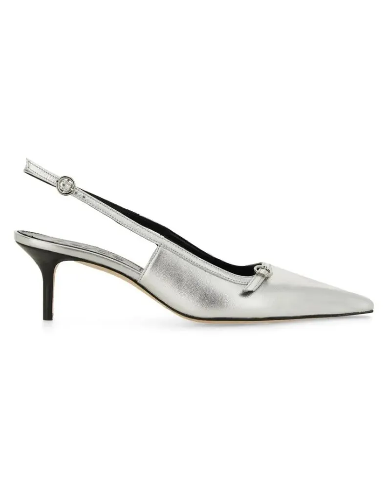 aeyde Hohe Schuhe "Saba" Slingback silberfarben 
