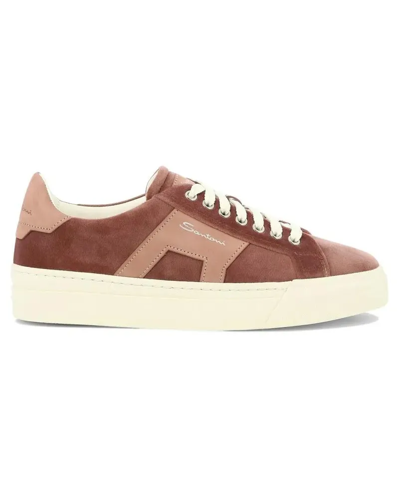 Santoni Low-Top Sneaker Suede Logo Print Sneakers beige Beige