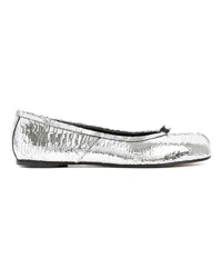 Maison Margiela Loafers & Ballerinas Silver Calf Leather Tabi New Ballerina 