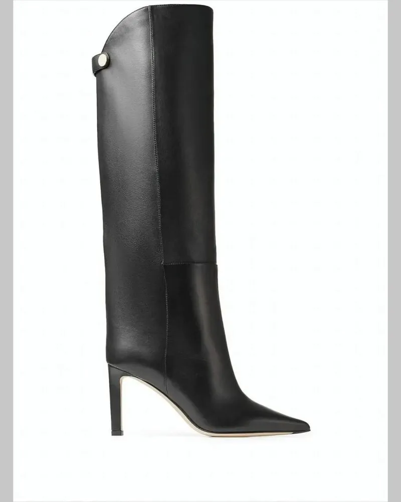 Jimmy Choo Stiefel Tall Black Boots With Pointed Toe weiß Weiß