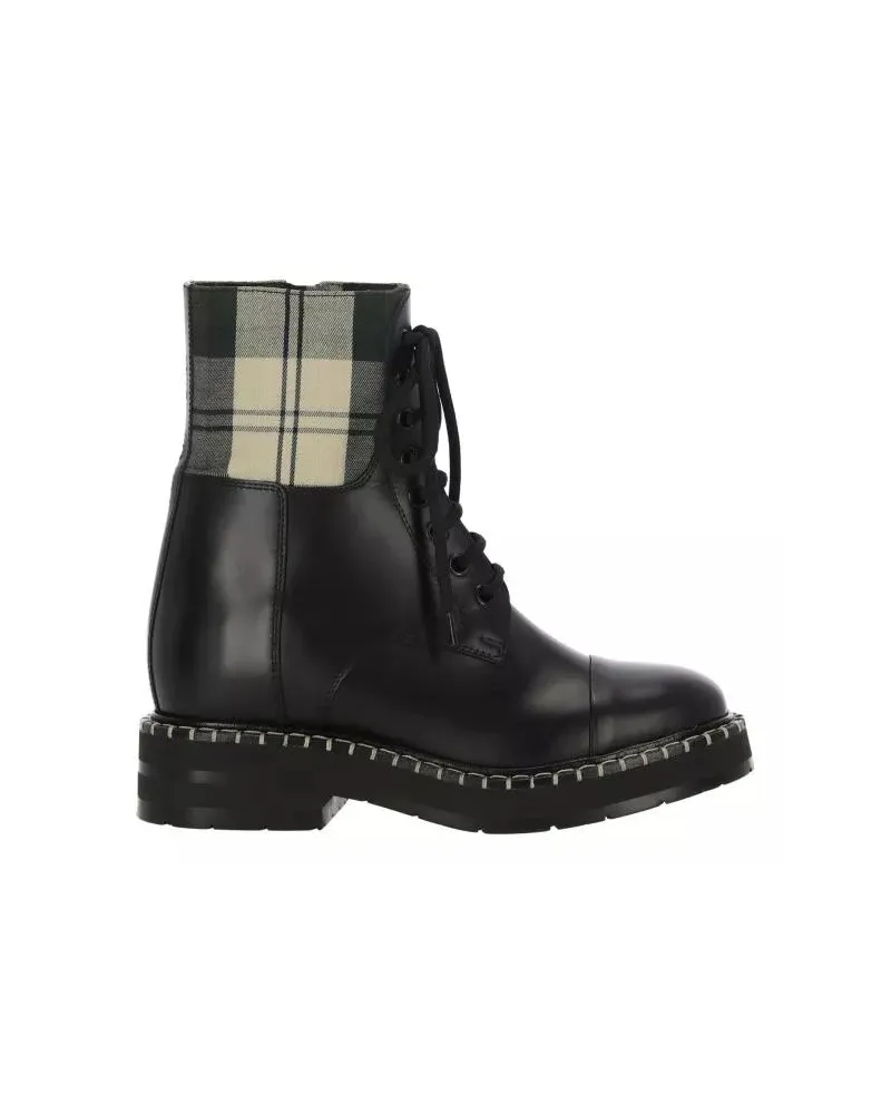 See by Chloé Stiefel Plaid Fabric Top Leather Body Ankle Boots schwarz Schwarz