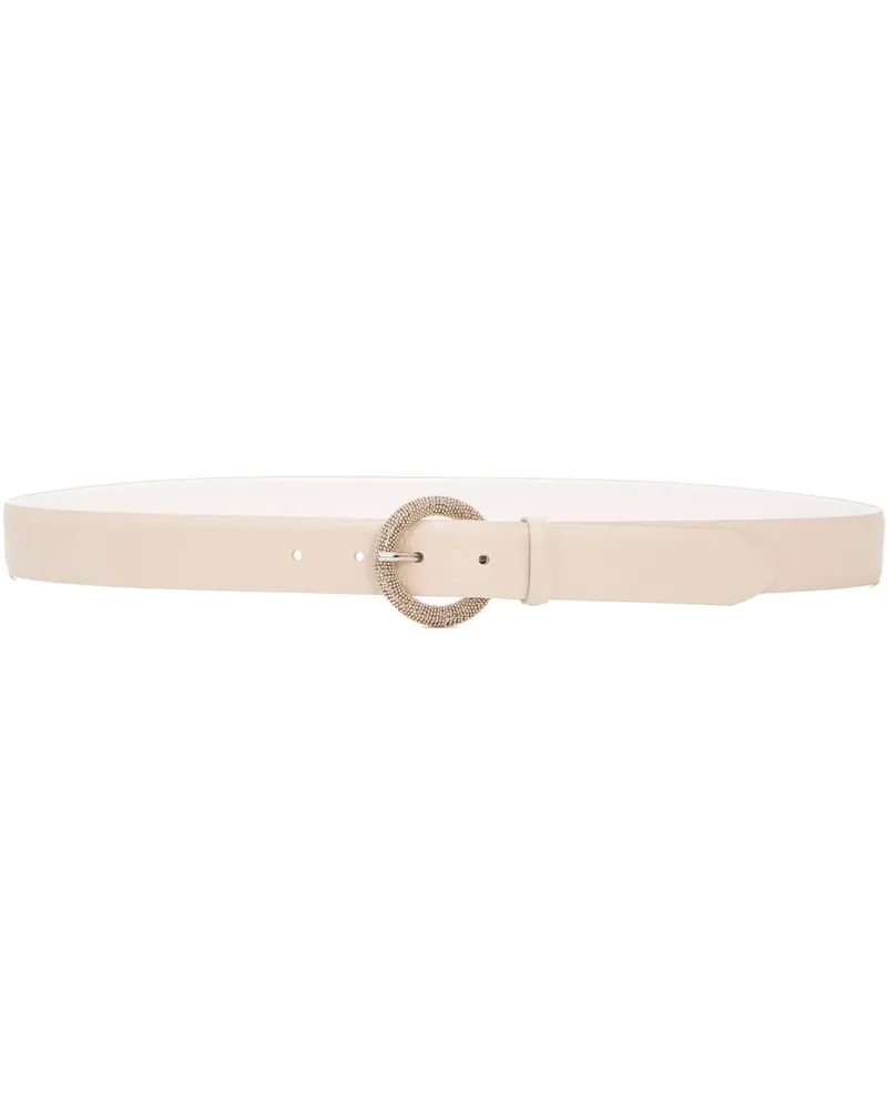 Orciani Gürtel Ivory Leather Belt With Rhinestone-Embellished Buc beige Beige