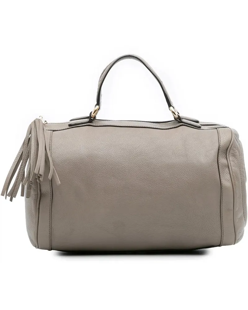 Gucci Crossbody Bags Medium Pebbled Calfskin Soho Boston Bag grau Grau