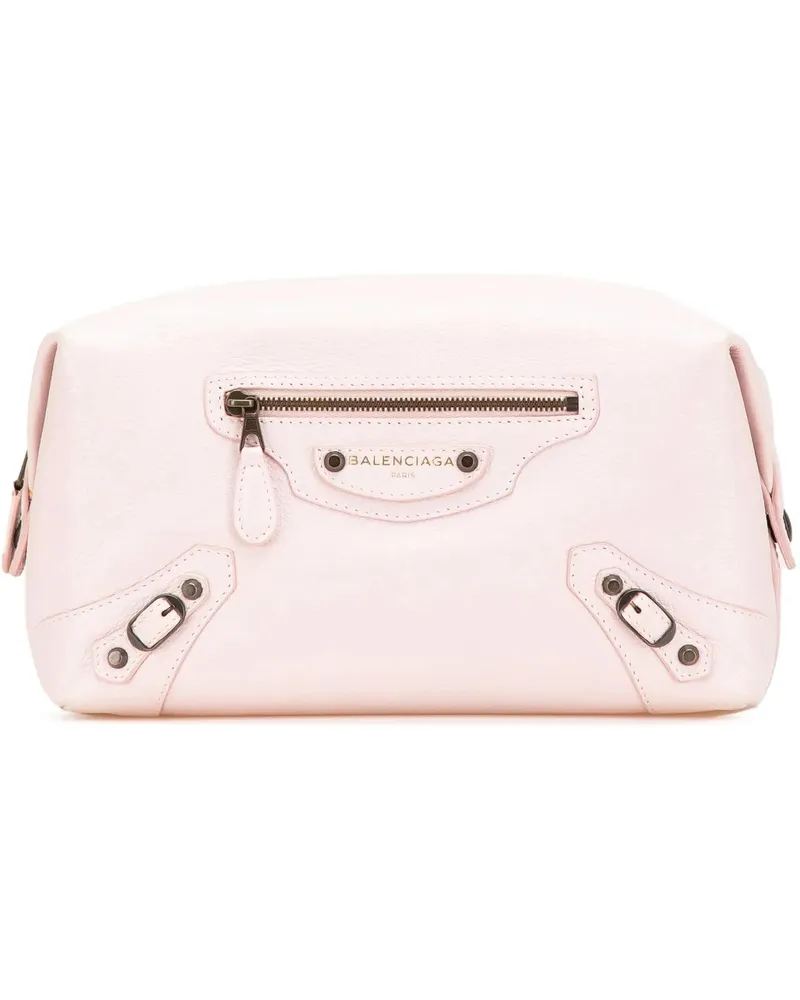 Balenciaga Kosmetiktaschen Lambskin Motocross Classic Toiletry Pouch rosa Gold